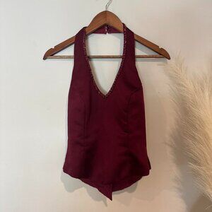 Women's Vintage Burgundy and Red Blouse